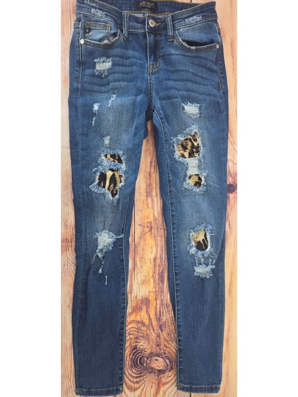 Judy Blue Distressed Skinny Fit Jeans Size 3/26 (28x28.5) - Leopard Print Patche